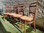 Vier vintage stoelen in stijl Thonet, Huis en Inrichting, Stoelen, Ophalen, Riet of Rotan, Gebruikt, Bruin