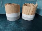 Houten kandelaren geleefde stijl zgan, Ophalen, Zo goed als nieuw, Grijs, Hout