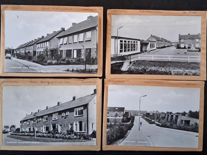 Streefkerk, 4 x glasplaat JosPe, Verzamelen, Ansichtkaarten | Nederland, Ongelopen, Zuid-Holland, 1960 tot 1980, Ophalen of Verzenden