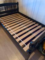 Antraciet Houten Twijfelaar Bed, Huis en Inrichting, Slaapkamer | Bedden, Ophalen, Gebruikt, Zwart, Twijfelaar