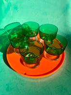 Vintage voetglas coupe wijnglas set groen Luminarc Cavalier, Ophalen of Verzenden
