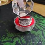 Breed multi zirkonen 925 sterling zilveren ring, 18 tot 19, Nieuw, Ophalen of Verzenden, Met edelsteen