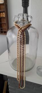 Vintage set van 3 plastic kralenkettingen, bruin/beige, Sieraden, Tassen en Uiterlijk, Kettingen, Ophalen of Verzenden, Zo goed als nieuw