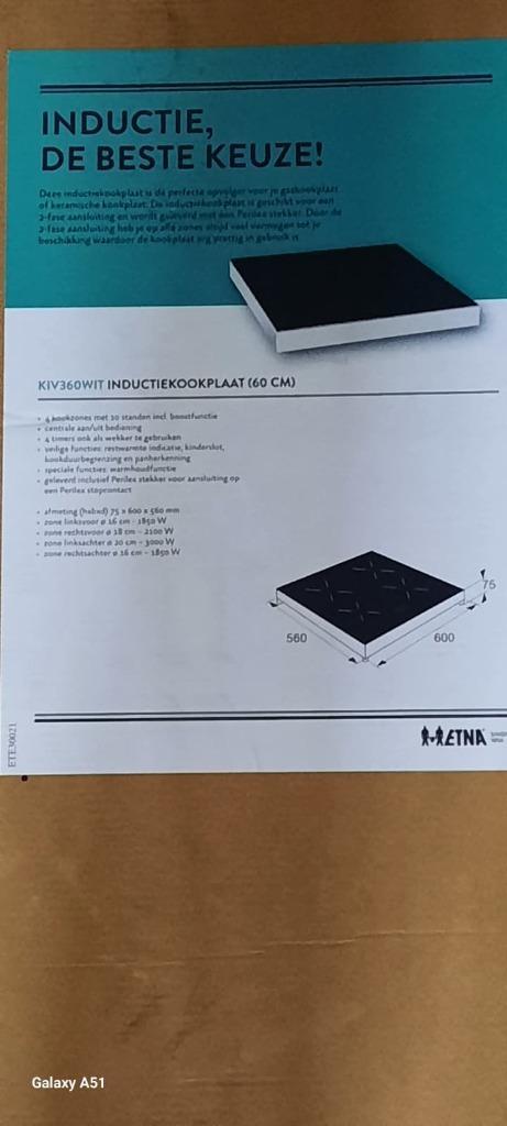 ETNA KIV360WIT Kookplaat, Witgoed en Apparatuur, Kookplaten, Nieuw, Vrijstaand, Inductie, 4 kookzones, Ophalen of Verzenden
