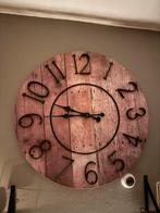 Grote Houten Wandklok - 80cm, Ophalen, Zo goed als nieuw, Analoog, Wandklok