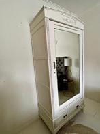 Antieke kledingkast white wash/geslepen glas spoegeldeur, Huis en Inrichting, Kasten | Kledingkasten, Gebruikt, Met lade(s), 150 tot 200 cm