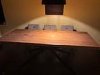 Houten tafel met ijzeren poot, Huis en Inrichting, Tafels | Eettafels, Gebruikt, 200 cm of meer, Vijf personen of meer, Rechthoekig
