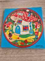 Ronde houten Simplex puzzel kabouters jaren 60, Ophalen of Verzenden, 10 tot 50 stukjes, Zo goed als nieuw