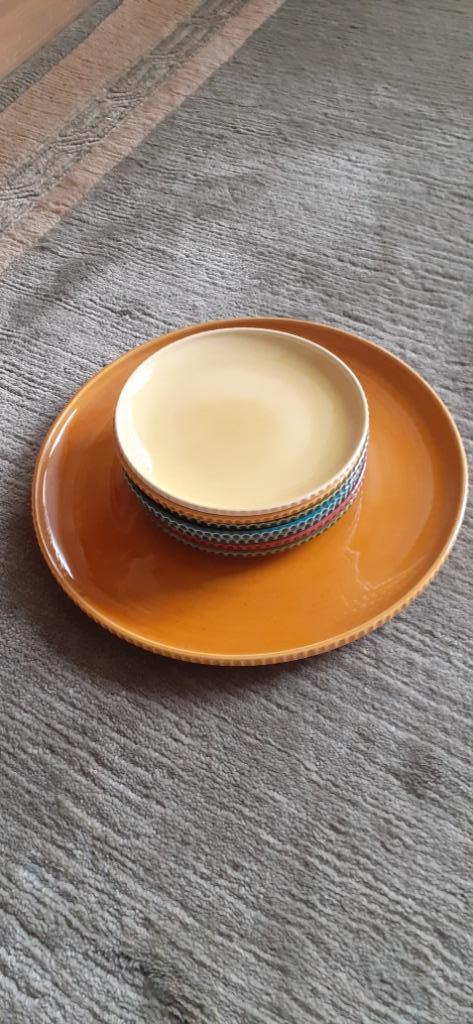 Gaaf Vintage Gebakstel, Huis en Inrichting, Woonaccessoires | Schalen en Manden, Zo goed als nieuw, Schaal, Rond, Porselein of Keramiek