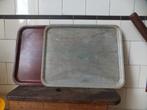 vintage dienbladen set 2 gefineerd gelamineerd hout jaren 60, Verzenden