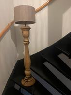 Landelijke Balusterlamp met Stoffen Kap, Ophalen, Zo goed als nieuw, Hout, Minder dan 100 cm