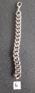Zilverkleurige armband met grove schakel., Sieraden, Tassen en Uiterlijk, Armbanden, Ophalen, Gebruikt, Zilver, Staal