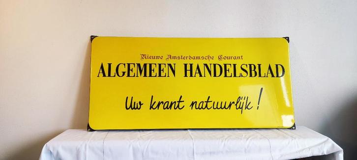 Emaille bord NIEUWE AMSTERDAMSCHE COURANT, Verzamelen, Merken en Reclamevoorwerpen, Zo goed als nieuw, Reclamebord, Ophalen of Verzenden