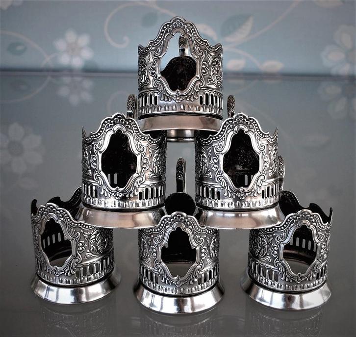 Sovjet CCCP Theeglas houders Podstakannik Compleet set, Antiek en Kunst, Curiosa en Brocante, Ophalen of Verzenden