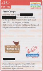 FarmCamps. € 25,- korting. Postcodeloterij kortingsbon., Drie personen of meer, Kortingsbon