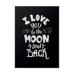 Poster I love you to the moon A4 zwart-wit monochrome kind, Verzenden, Nieuw, A4 of kleiner, Rechthoekig Staand