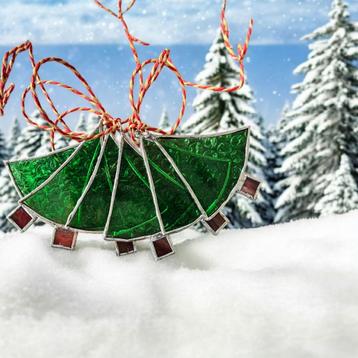 Slinger met Kerstboompjes 6 stuks (Glas in lood/Tiffany). beschikbaar voor biedingen