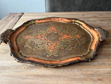 Vintage Florentijns dienblad - goud/oranje beschikbaar voor biedingen