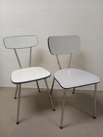 2 lichtgrijze vintage formica stoeltjes, Ophalen, Gebruikt, Twee, Grijs