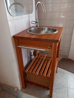 wastafelkastje met rvs wasbak, kraan, afvoer, spiegel, Huis en Inrichting, Badkamer | Badkamermeubels, Ophalen, Gebruikt, 50 tot 100 cm