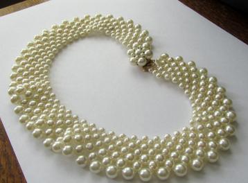 Vintage 60s Vegan Faux parels kraag ketting Choker bruid beschikbaar voor biedingen
