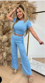 Blauwe co-ord set broek met top samen  Maar S, Ophalen of Verzenden, Maat 36 (S), Blauw