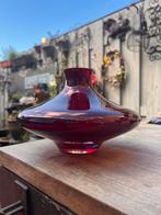Rode ufo vaas van kristal glas retro 25 cm, Ophalen of Verzenden, Minder dan 50 cm, Rood, Glas