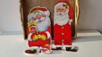 2 Leuke Vintage Kerstkaarten Houders Karton Kerstmannen, Diversen, Kerst, Gebruikt, Verzenden