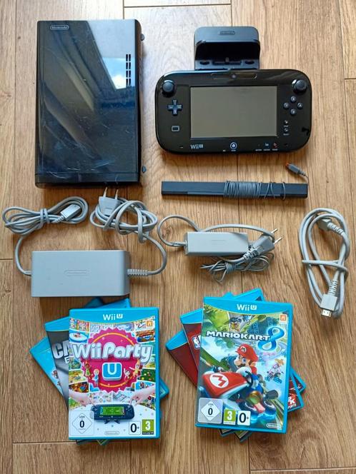 Nintendo Wii U zwart 32gb set met 6 games, Spelcomputers en Games, Spelcomputers | Nintendo Wii U, Gebruikt, Met 1 controller