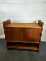 KLM boekenkast wandkast Poul Cadovius teak fineer., Ophalen, Met deur(en), 50 tot 100 cm, Zo goed als nieuw