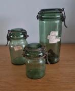 Vintage Franse Groene Glazen Voorraadpotten  Durfor Broçante, Antiek en Kunst, Antiek | Glas en Kristal, Ophalen of Verzenden