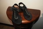 Sofie Schnoor leren zwarte sandalen strik erop ringetjes 40, Verzenden, Zwart, Sandalen of Muiltjes, Zo goed als nieuw