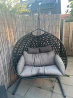 Deluxe 2 persoons hangstoel (egg) zwart, Tuin en Terras, Tuinstoelen, Ophalen, Zo goed als nieuw
