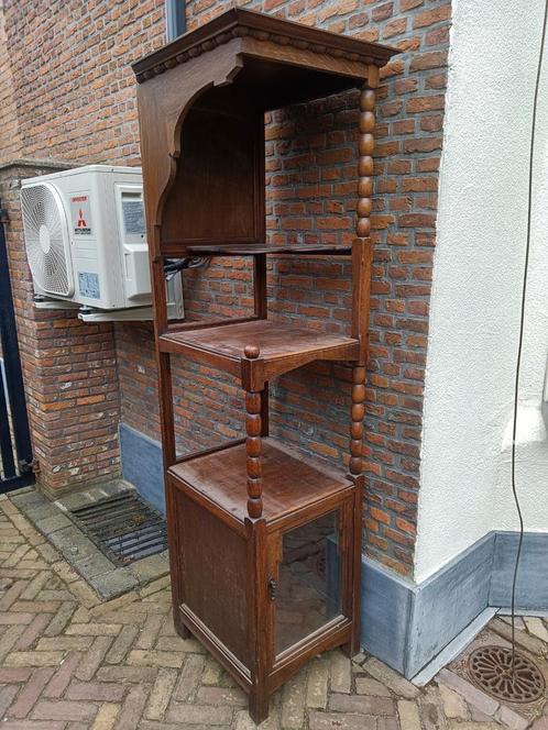 Hoekkast Amsterdamse school eiken, Huis en Inrichting, Kasten | Vitrinekasten, Gebruikt, 150 tot 200 cm, 50 tot 100 cm, 50 tot 75 cm