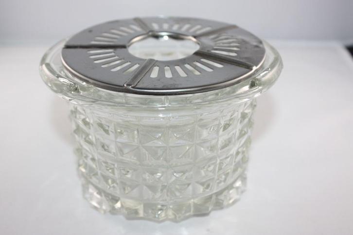 Oud glazen theelichtje met waxinelichtje houder van DE, Antiek en Kunst, Antiek | Servies los, Ophalen of Verzenden