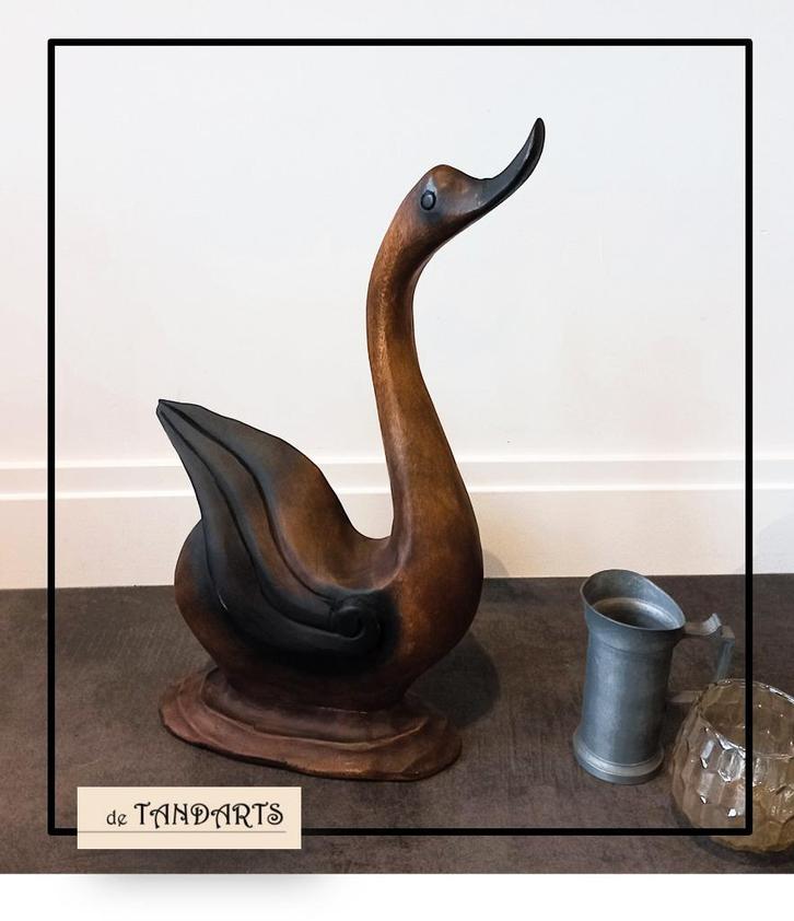 Houten zwaan – 43 cm hoog, Antiek en Kunst, Kunst | Beelden en Houtsnijwerken, Ophalen of Verzenden