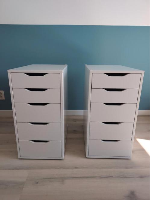 Twee witte Ikea ladekasten Alex, Huis en Inrichting, Kasten | Ladekasten, Gebruikt, Minder dan 100 cm, Minder dan 50 cm, 50 tot 75 cm