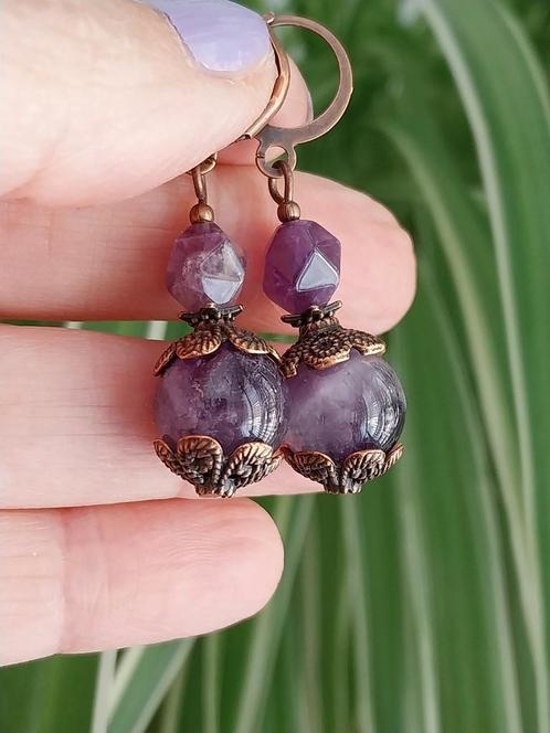 Prachtige Amethist oorbellen #41665, Sieraden, Tassen en Uiterlijk, Oorbellen, Zo goed als nieuw, Overige materialen, Paars, Ophalen of Verzenden