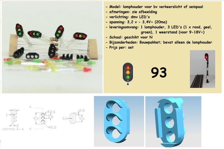 3-licht verkeerslicht/hoofdsein -bouwpakket- (93), Hobby en Vrije tijd, Modeltreinen | N-Spoor, Nieuw, Overige typen, Gelijkstroom of Wisselstroom