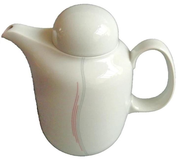 Arzberg 5500 Brasilia koffiepot 1L wit bruin retro keramiek, Huis en Inrichting, Keuken | Servies, Zo goed als nieuw, Overige typen