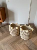 Marokkaanse XXL Pom Pom manden set 2/ nieuwstaat, Huis en Inrichting, Woonaccessoires | Schalen en Manden, Ophalen of Verzenden