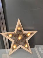 Kerstster Hout met Bont & Warm Witte Verlichting, Ophalen