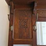 Antieke Houten Kapstok met Spiegel, Gebruikt, Minder dan 100 cm, Hout, Ophalen