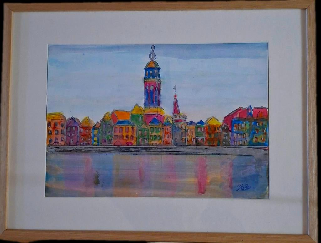 Deventer Skyline Aquarel - Gesigneerd, Ophalen