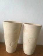 Vintage beige bruin terracotta bloempotten kamerplanten, Tuin en Terras, Bloempotten, Rond, Binnen, Ophalen of Verzenden, Zo goed als nieuw