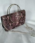 Clutch met schouderketting - Panterprint, Ophalen of Verzenden, Zo goed als nieuw, Roze, Avondtasje