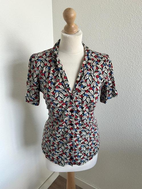 King Louie maat L leuke retro blouse top 2323, Kleding | Dames, Blouses en Tunieken, Zo goed als nieuw, Maat 42/44 (L), Blauw