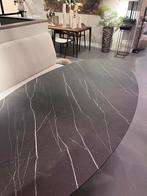 Ovale eettafel Alwin met marmerlook en champagne onderstel, Ophalen, Overige materialen, 100 tot 150 cm, 200 cm of meer