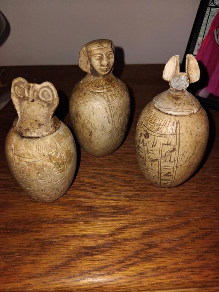 Egyptische Canopen vazen set, Antiek en Kunst, Antiek | Overige Antiek, Ophalen of Verzenden