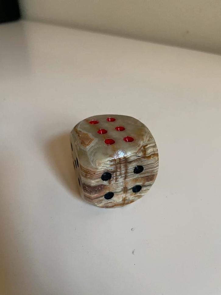 Vintage Marmer/Onyx Dobbelsteen 4x4cm, Antiek en Kunst, Antiek | Overige Antiek, Ophalen of Verzenden